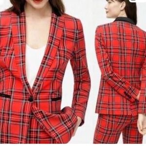 J. Crew Women's Red Tartan Blazer